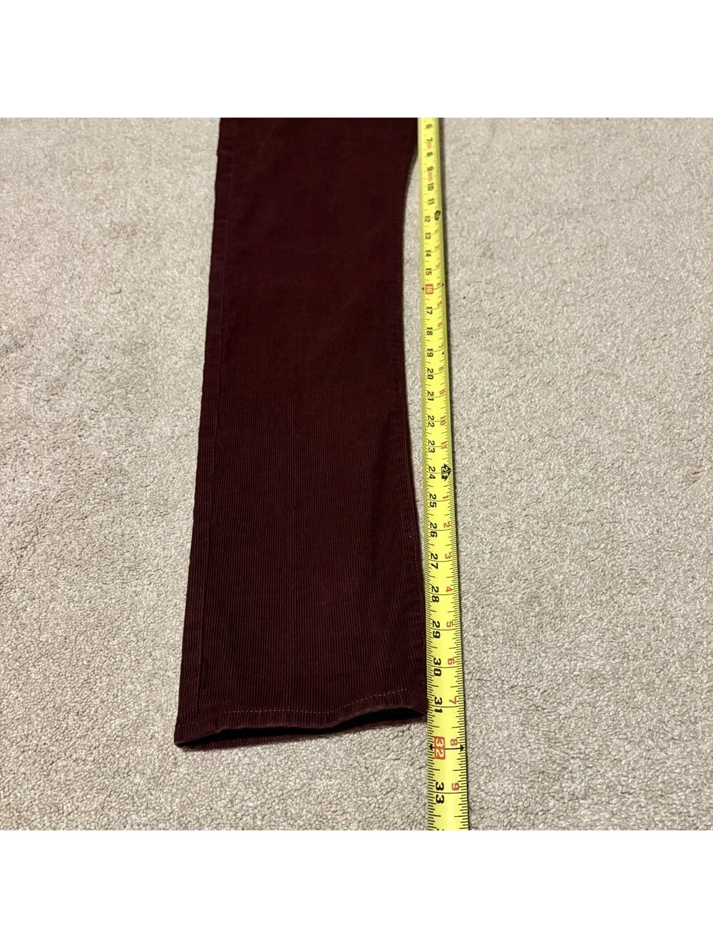 J Crew Mens 484 Slim Straight Corduroy Pants Burgundy Maroon Preppy, Sz 32x32